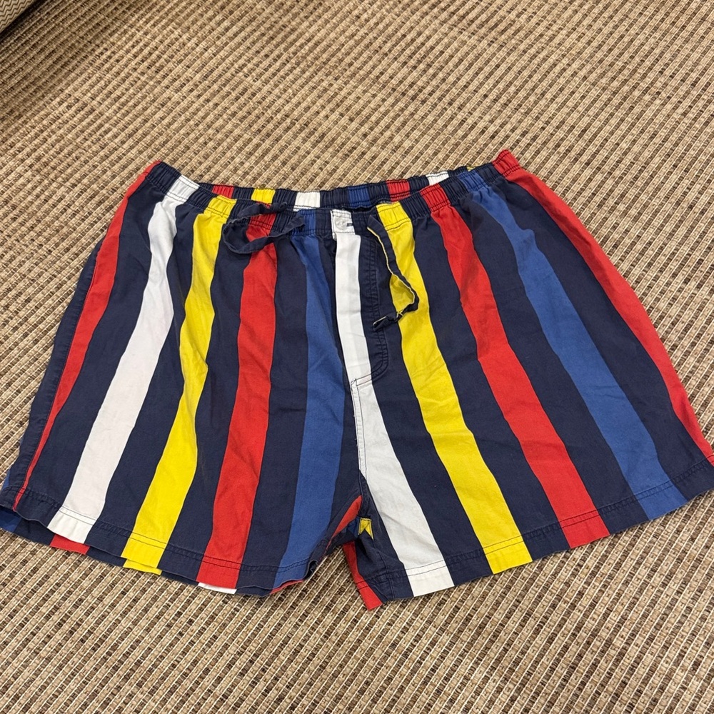 Dior Men's Striped Athletic Shorts - Red, Blue, Yellow, White